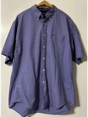 Colours by Alexander Julian Blue Pink Plaid Button Short Sleeve XL Preppy